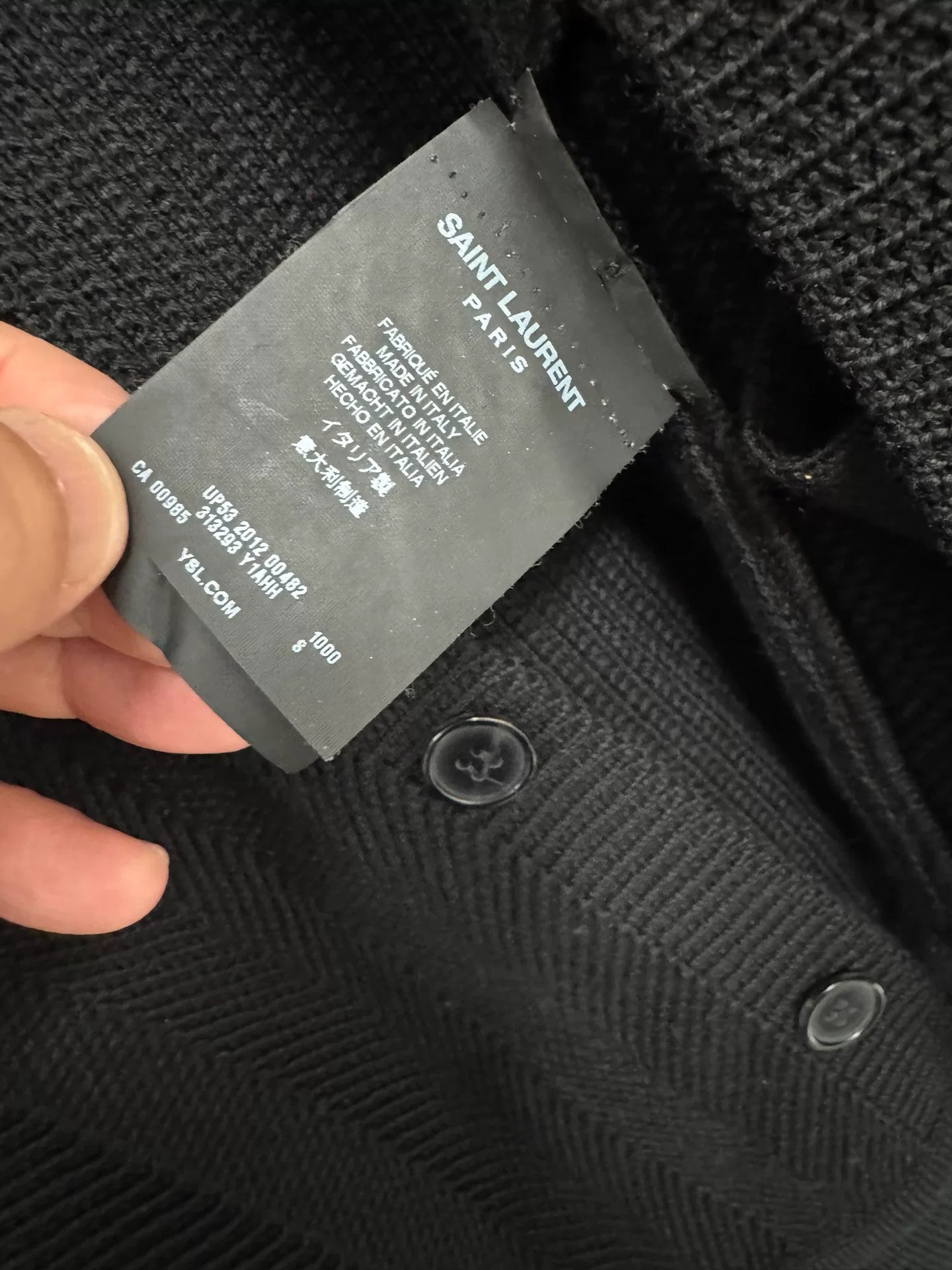 Saint Laurent Gray Herringbone Cardigan