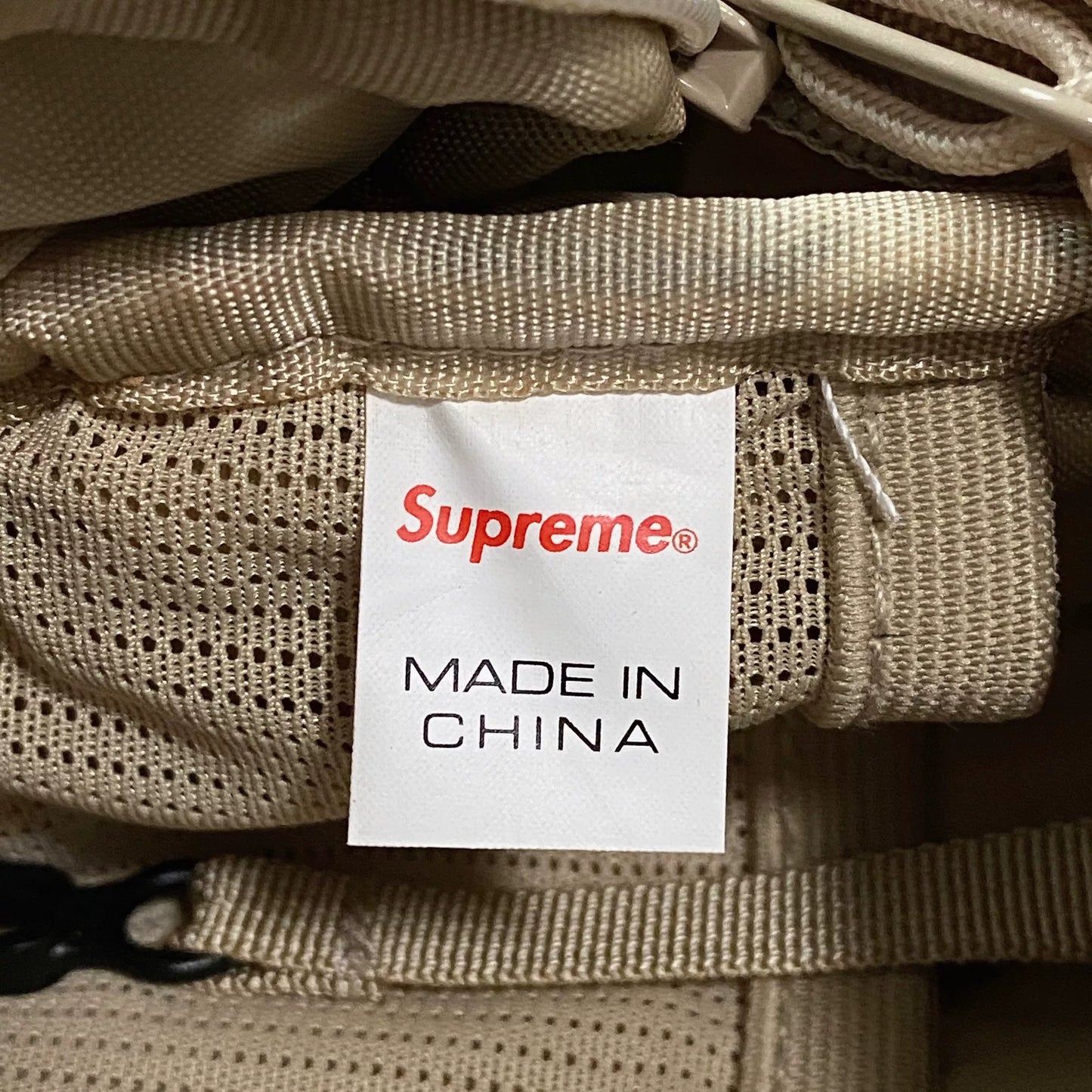supreme khaki waist bag with shoulder strap