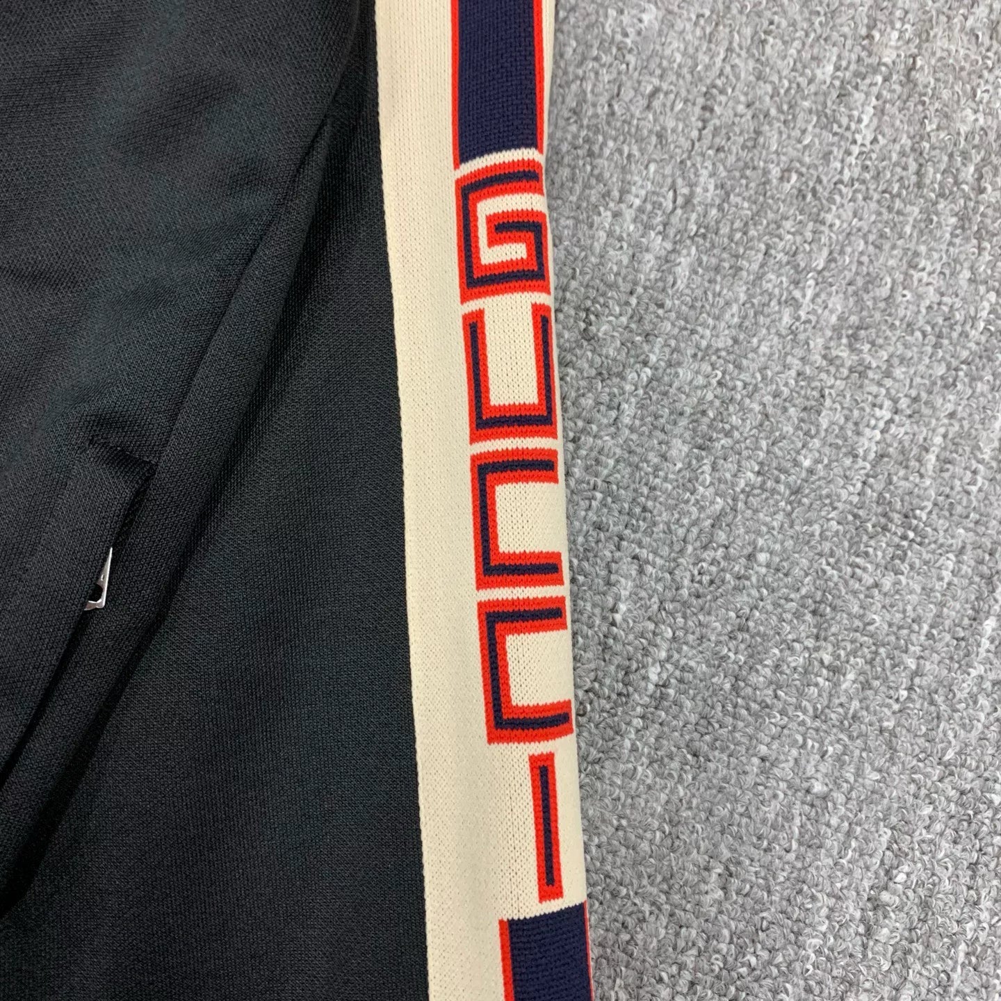 gucci black logo jacket with side stripes