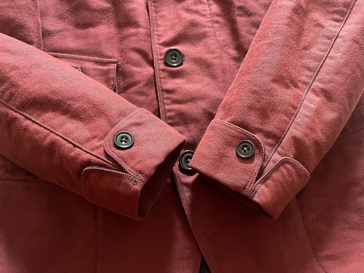 rich red heavy moleskin jacket for men