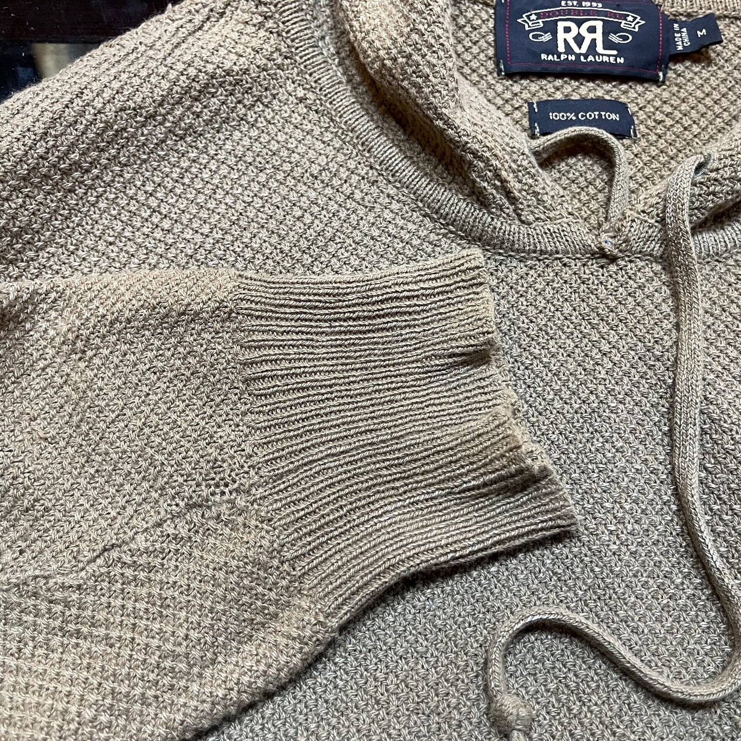 rrl double rl hooded sweatshirt beige