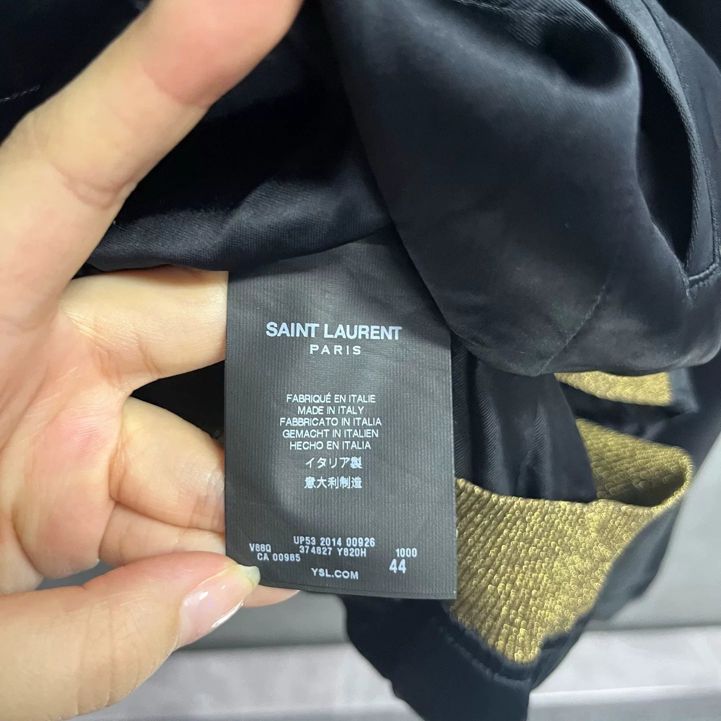 Saint Laurent Black Gold Trim Bomber Jacket
