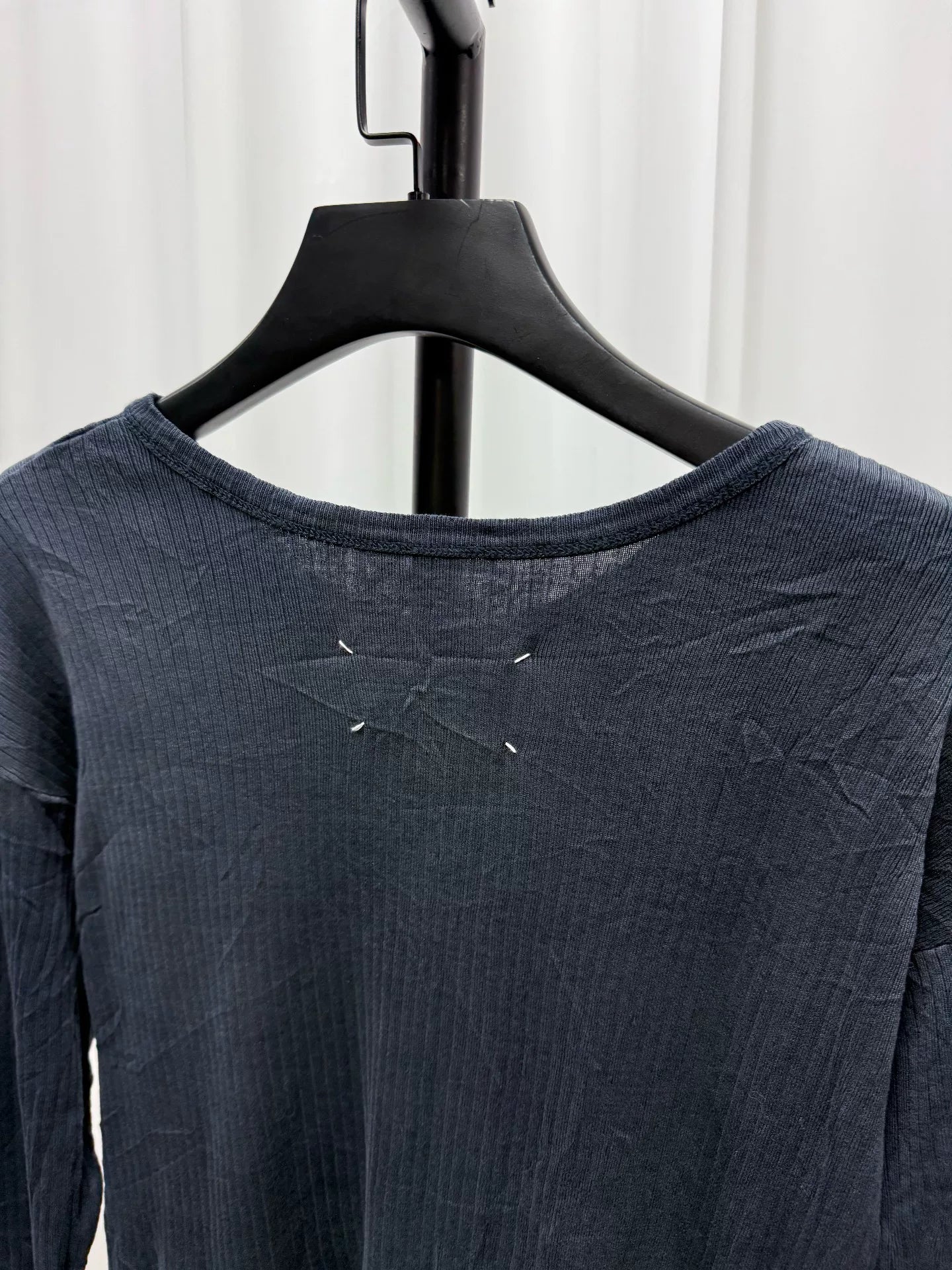 Maison Margiela Blue Henley Long Sleeve Shirt