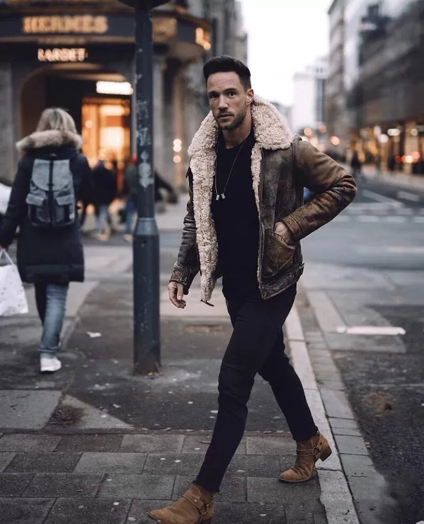 RRL B3 Shearling Leather Jacket