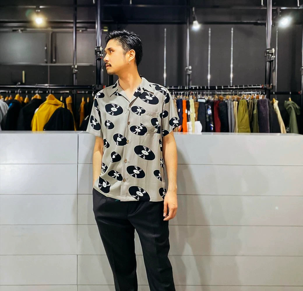 wacko maria ss hawaiian shirt in gray