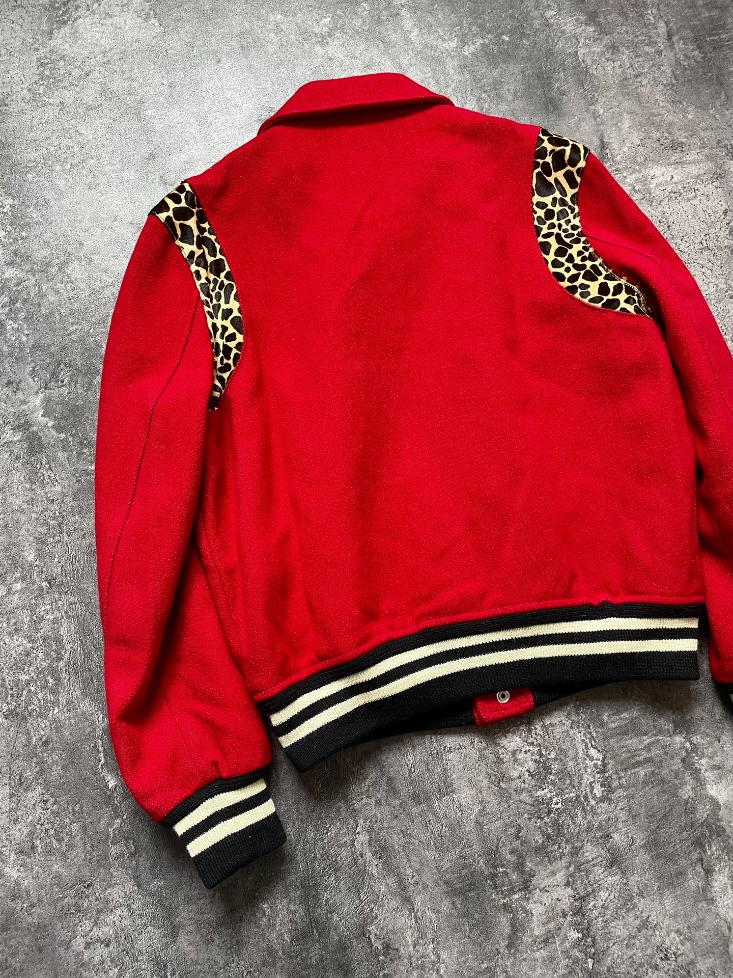 Saint Laurent Red Leopard Varsity Jacket
