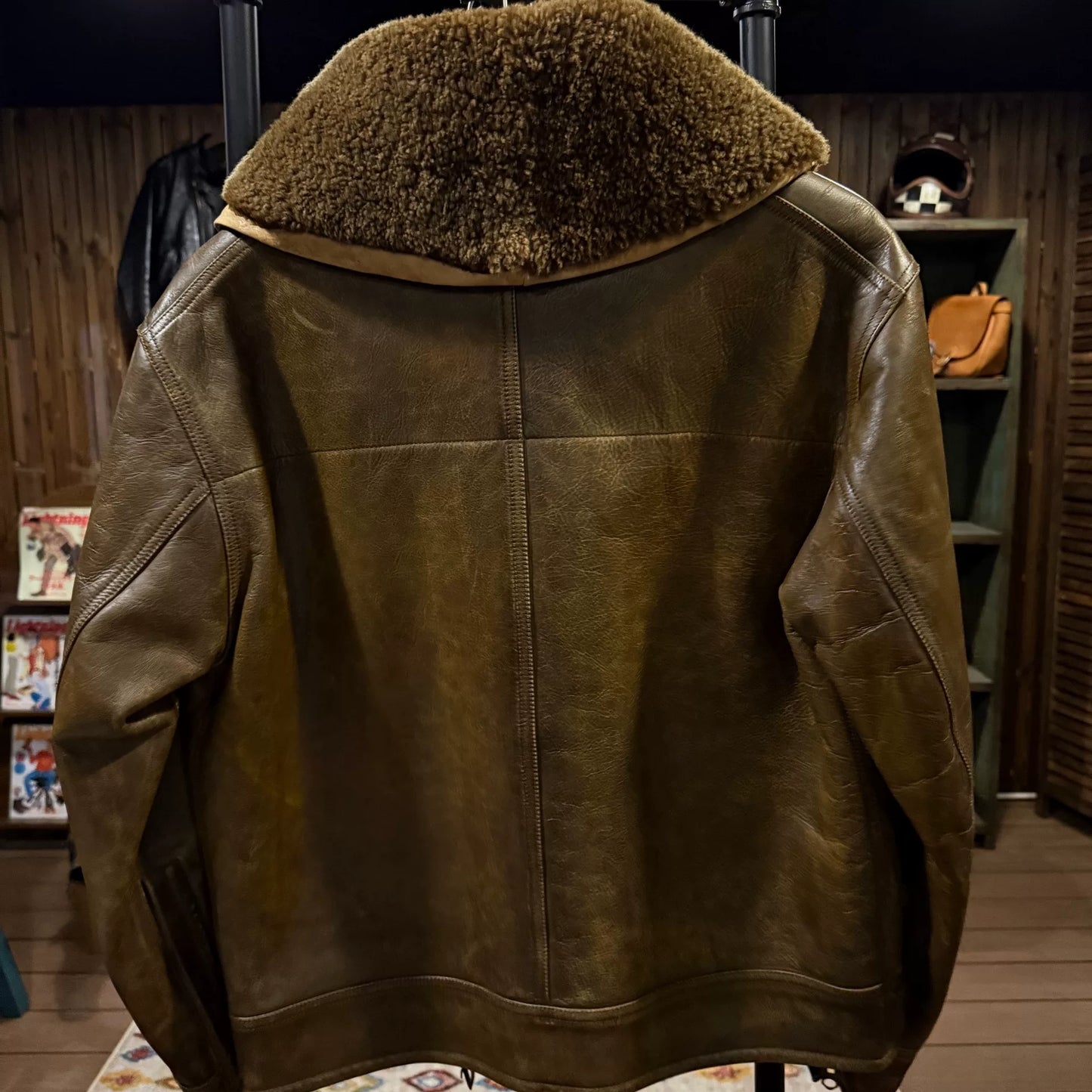 RRL Purple Shearling Flight Jacket