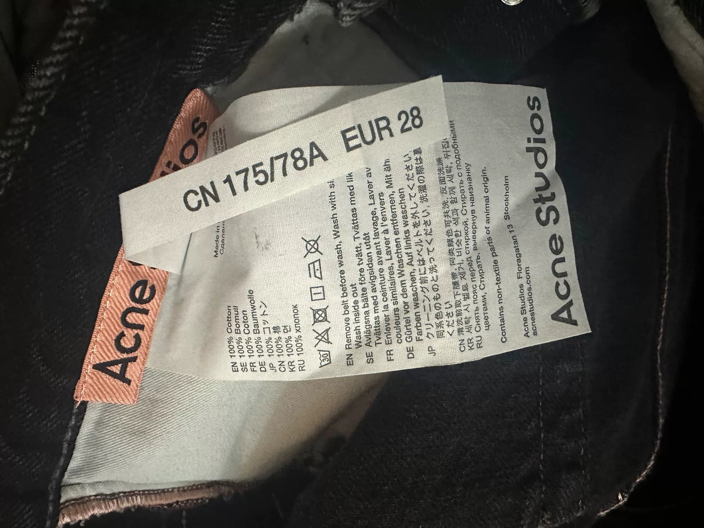 acne studios black denim shorts