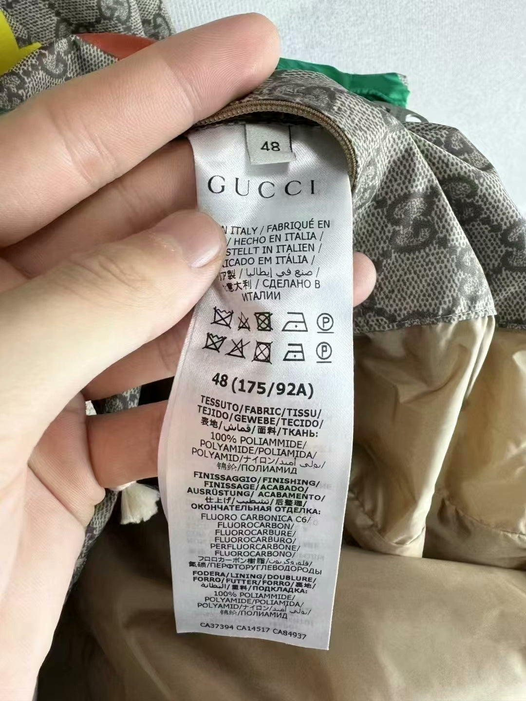 gucci red green striped rain jacket size 48