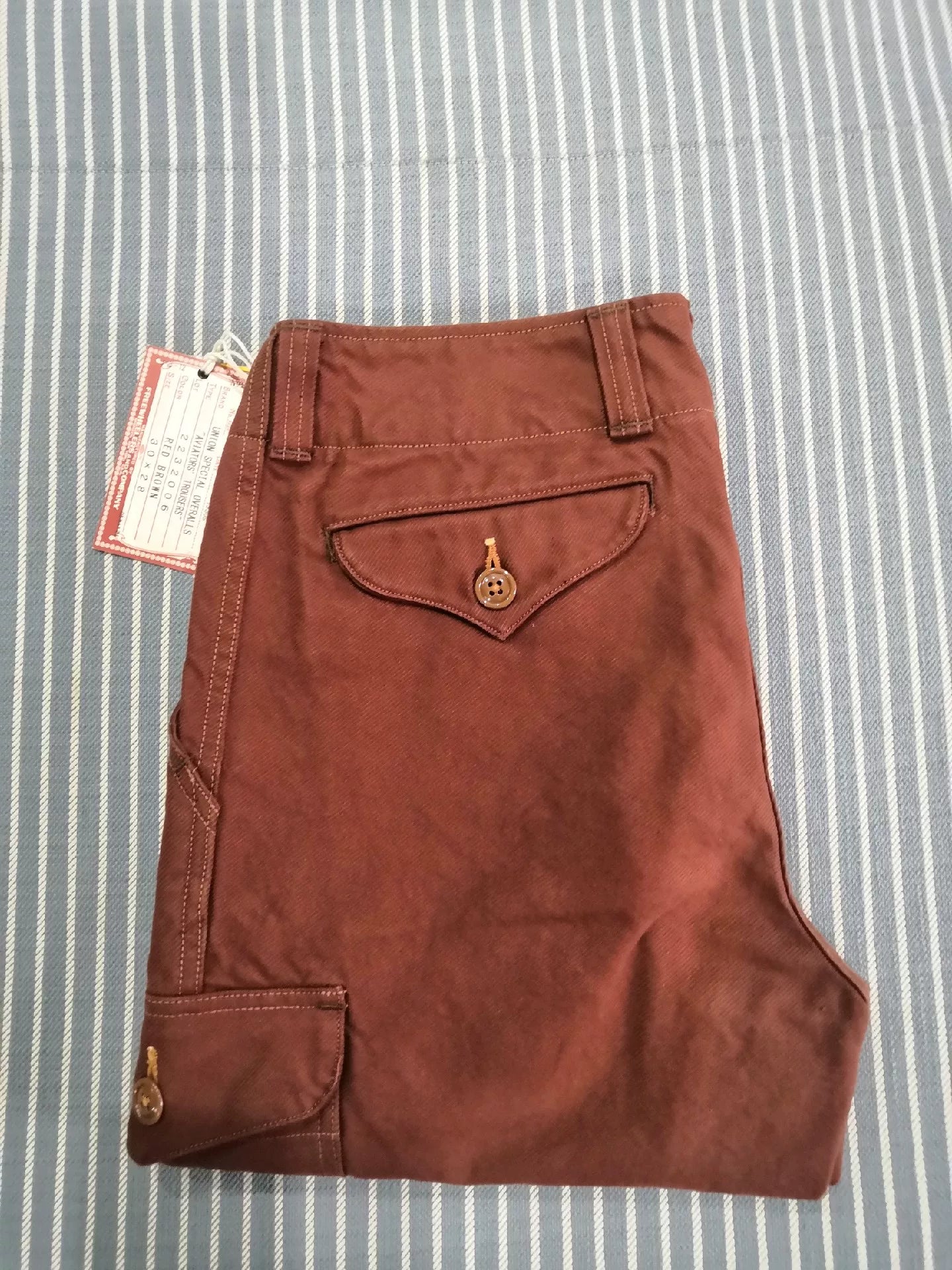 Freewheelers Aviators Trousers Red Brown