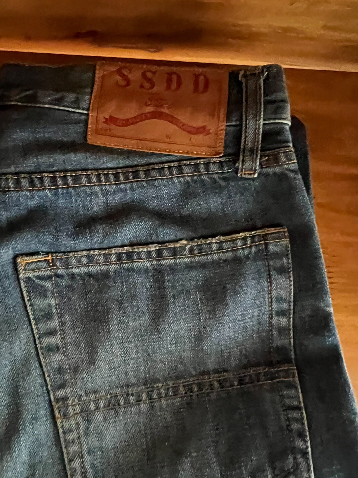 vintage washed denim patchwork pants