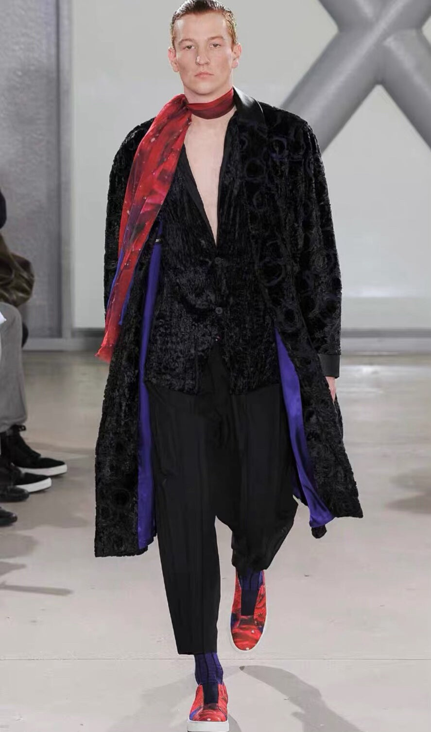 issey miyake man velvet long coat unisex