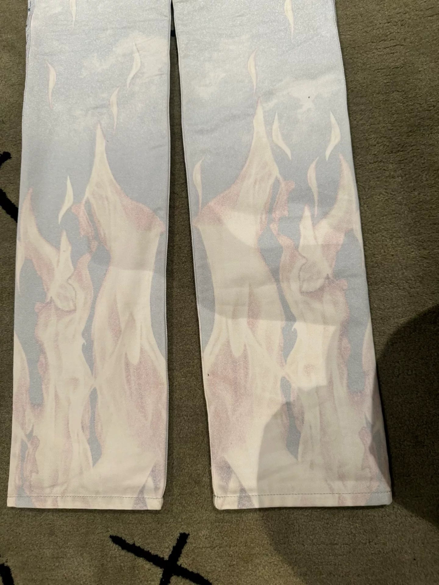 givenchy paris jesus print denim pants