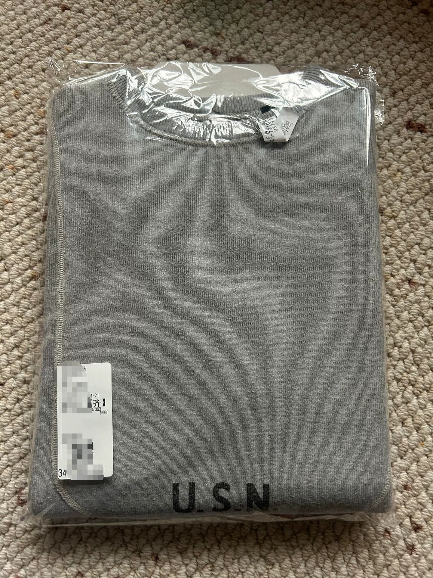 thick long sleeve tee with USN print