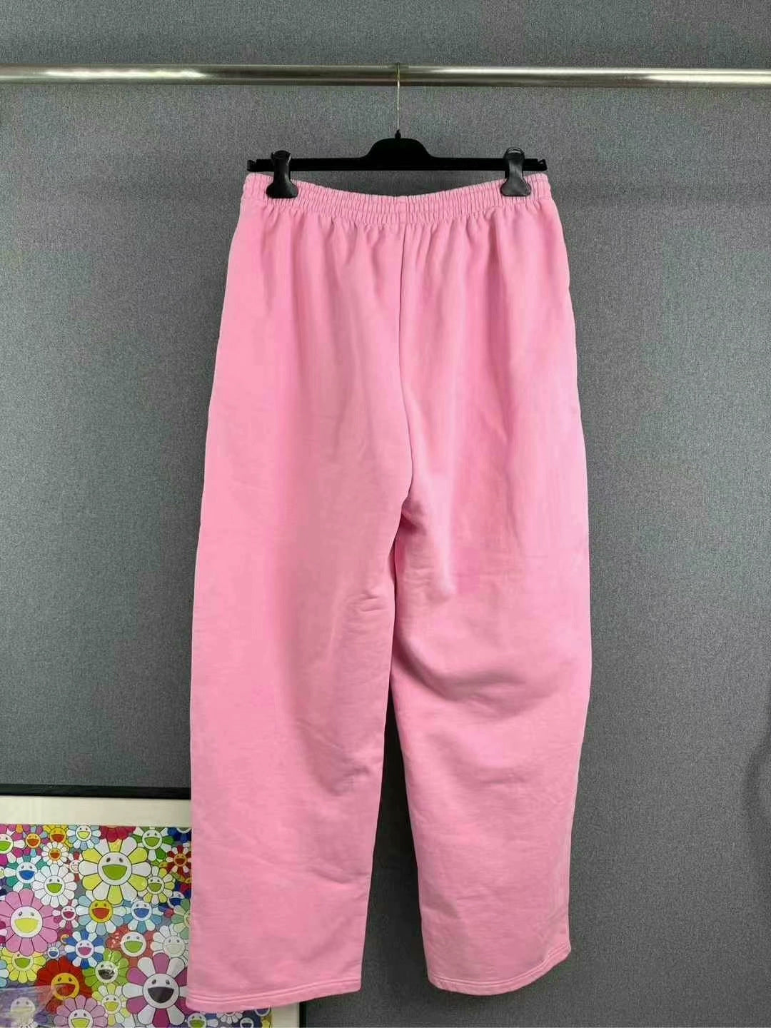 balenciaga pink logo embroidered pants