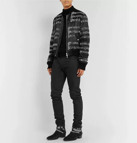 amiri music note bomber jacket