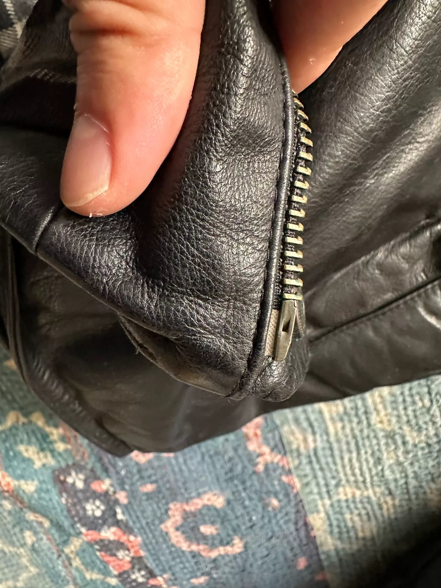 ralph lauren leather down jacket in black