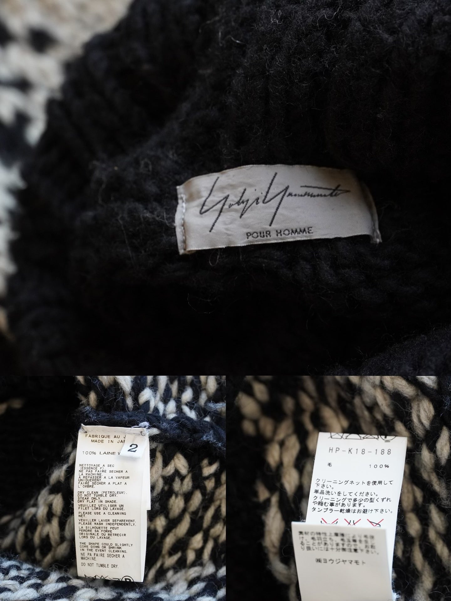 yohji yamamoto hand-knitted black sweater