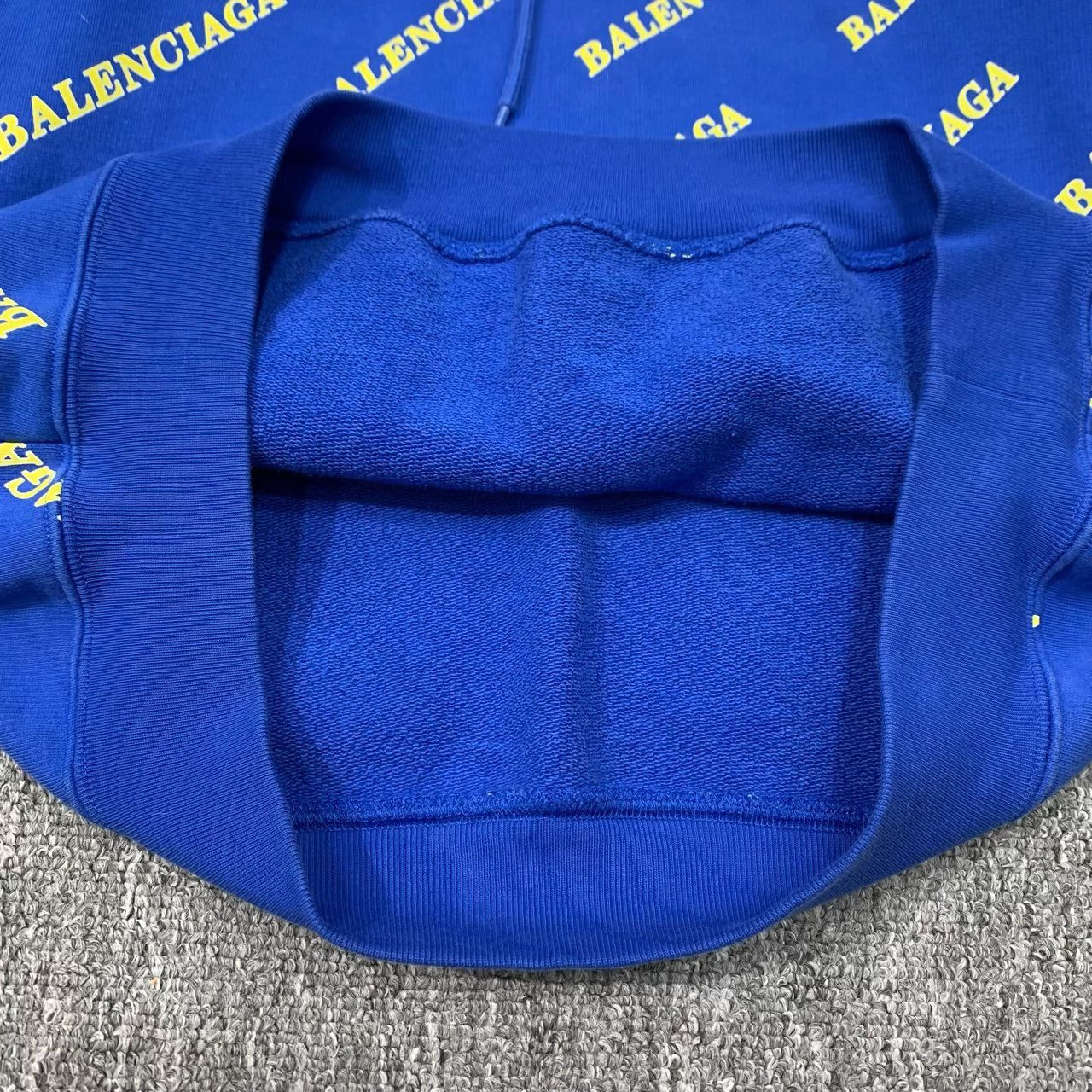 balenciaga blue printed hooded sweatshirt