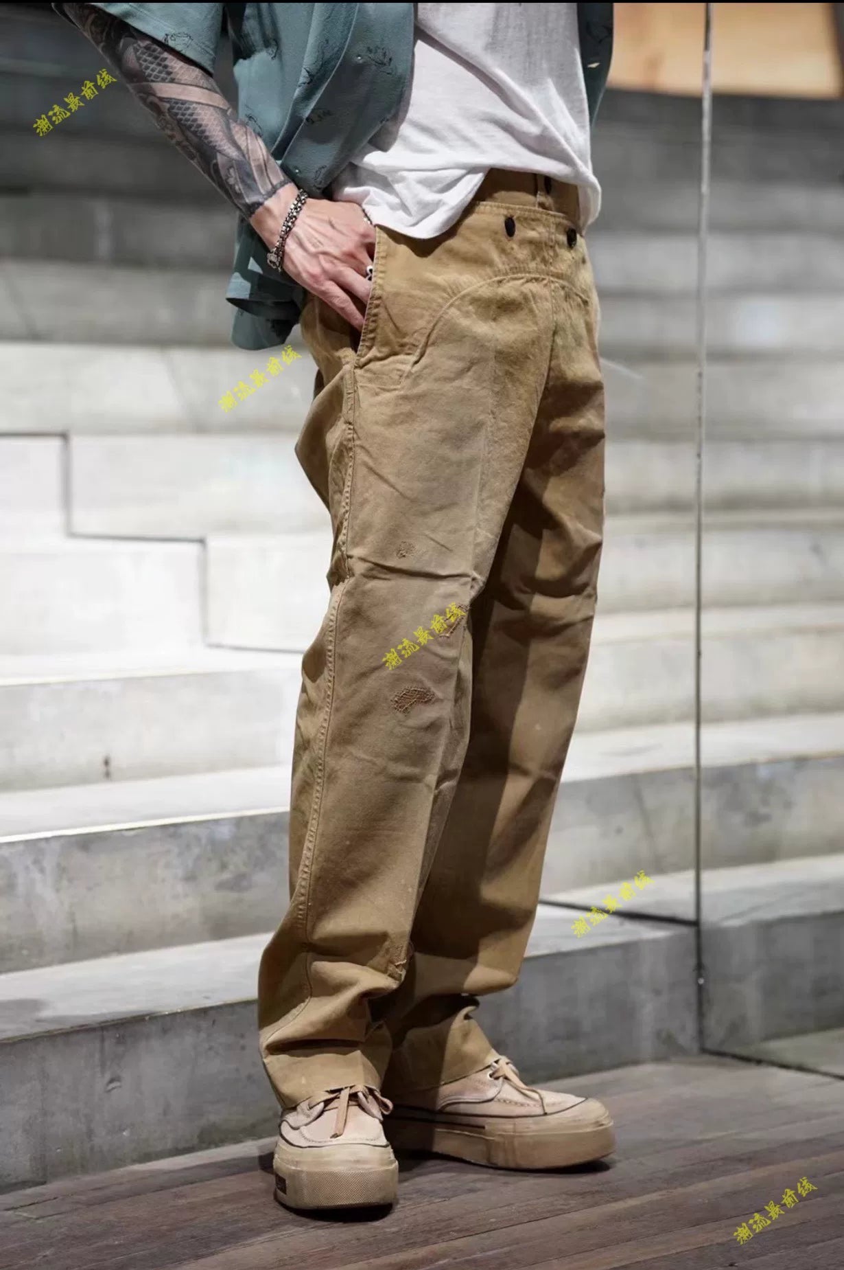 visvim 22ss holman pants damaged beige