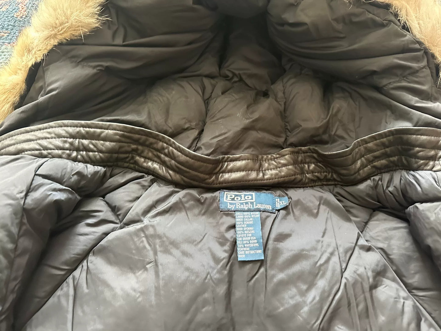 ralph lauren black fur collar multi-pocket jacket