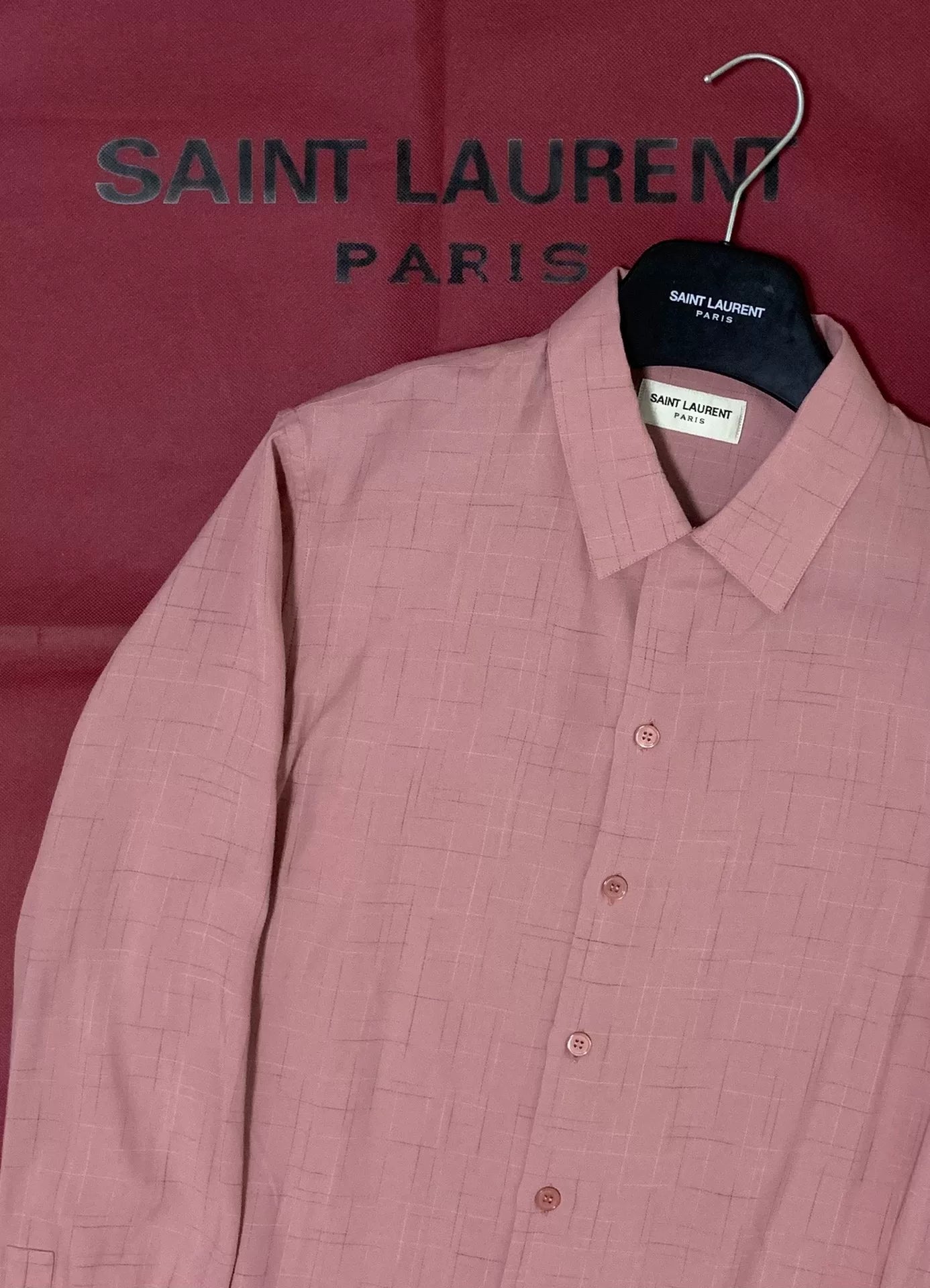 Saint Laurent SLP 14FW Pink Cuban Collar Shirt