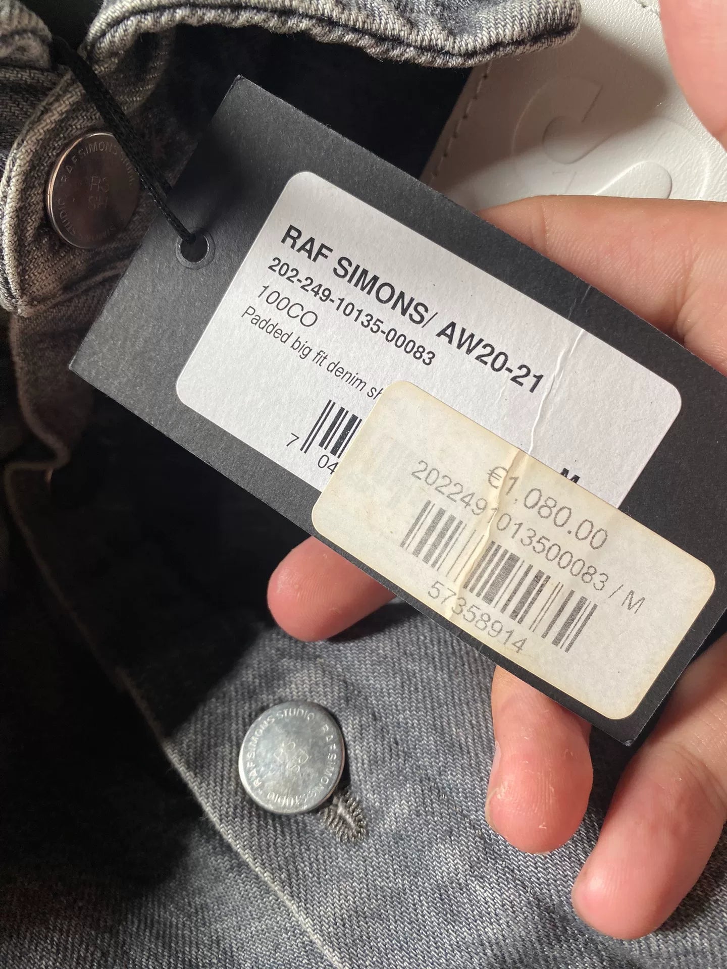 raf simons gray quilted shirt