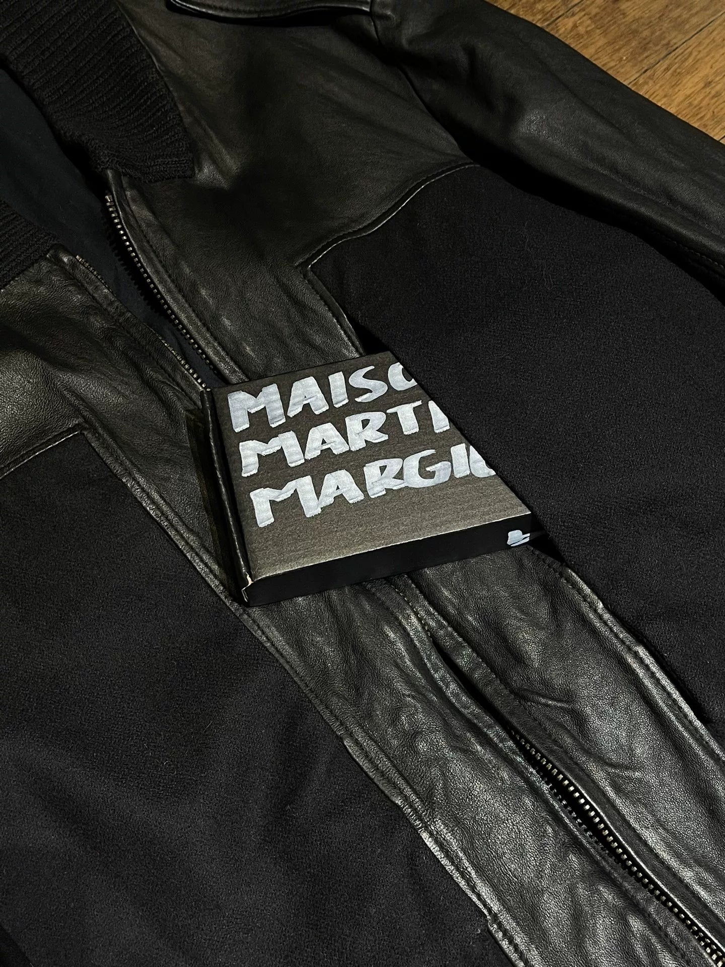 maison martin margiela leather wool jacket