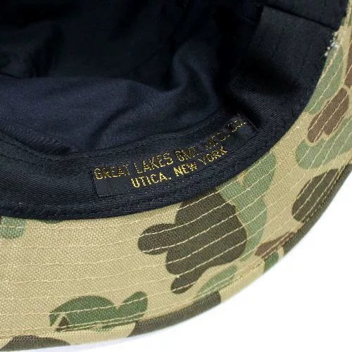 camo pattern wide-brim bucket hat