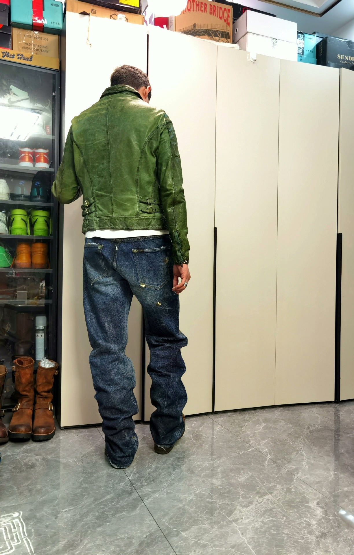 Giorgio Brato Vintage Dark Green Leather Jacket