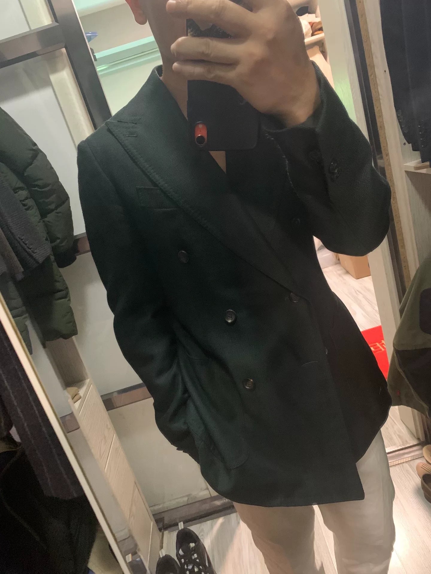 stylish dark green wool blazer