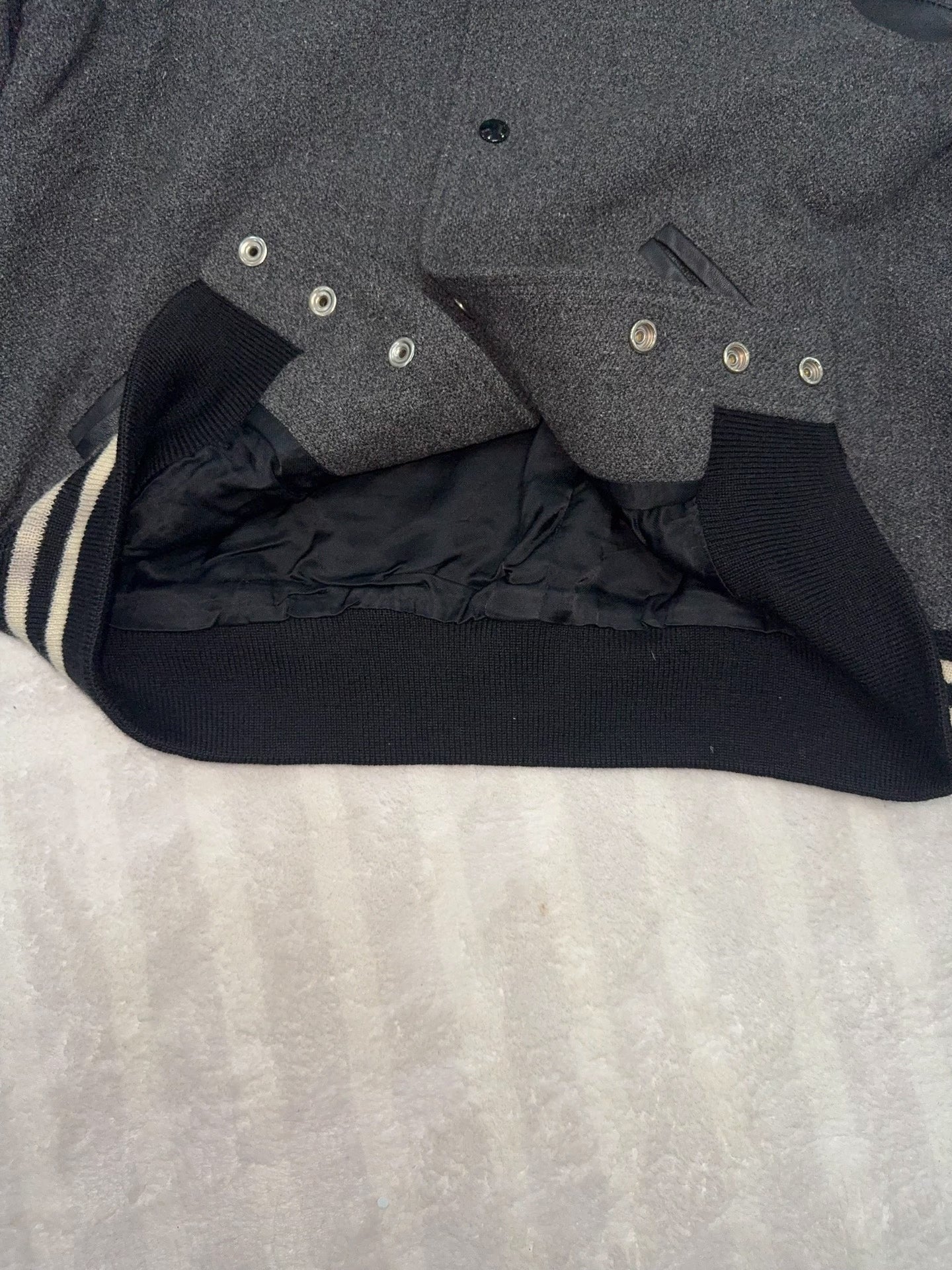 Saint Laurent Gray Baseball Jacket