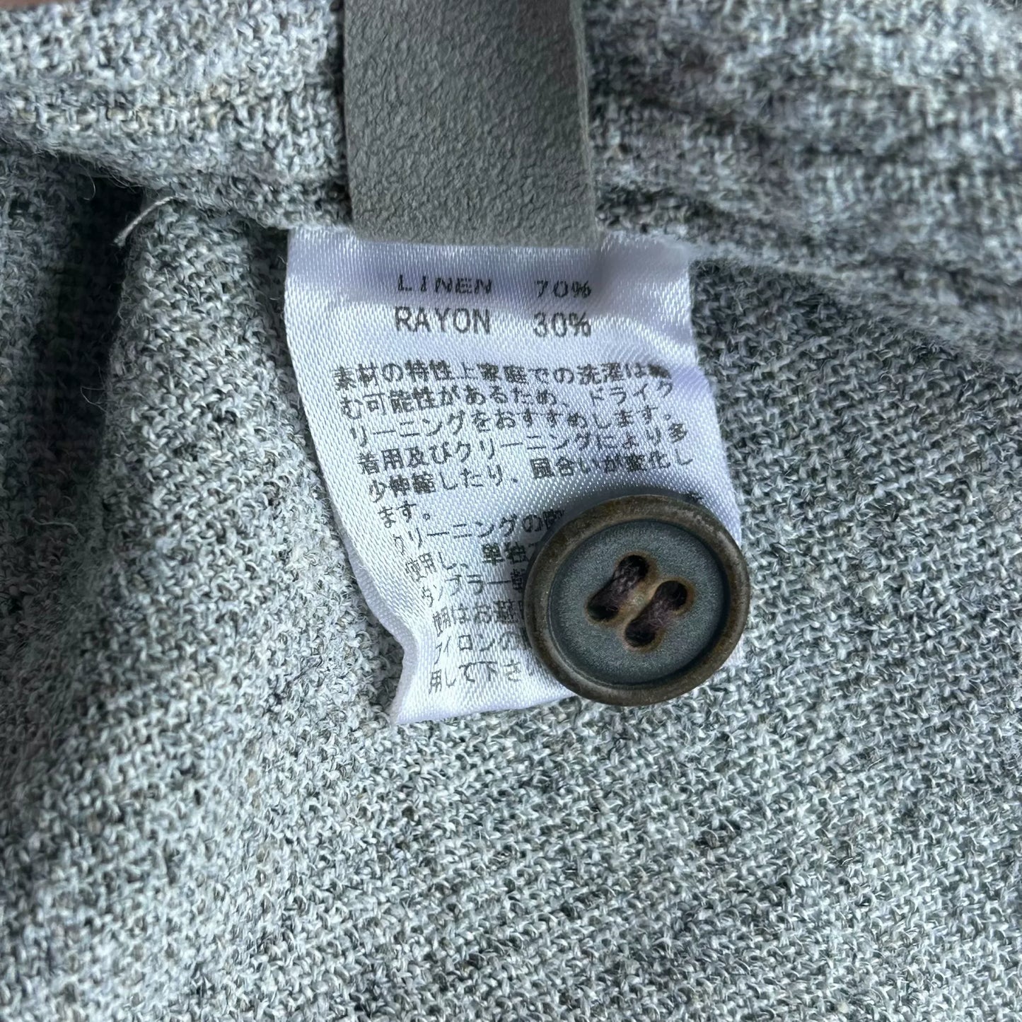 gray linen button-up shirt by Yuta Matsuoka