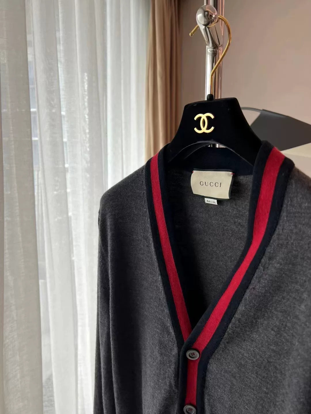 Gucci Gray Knit Wool Cardigan