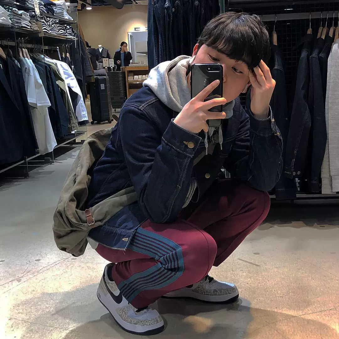 Needles Track Pant in Burgundy with Embroidery