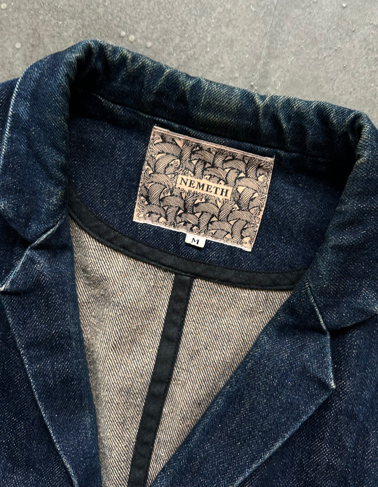 denim jacket with unique sleeves design