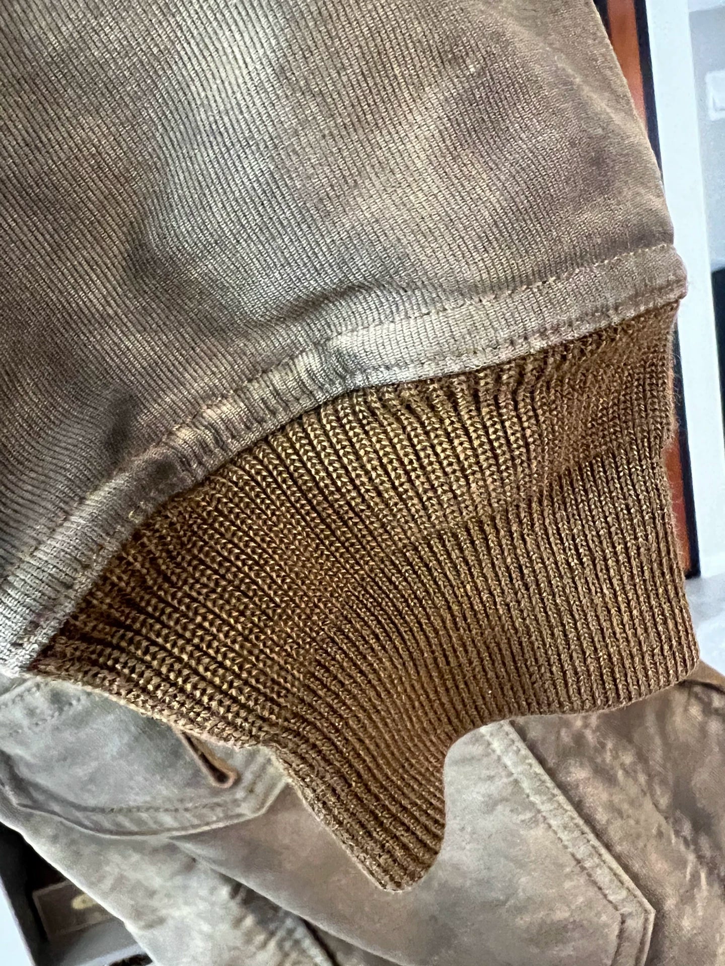 vintage rrl baseball jacket in gray