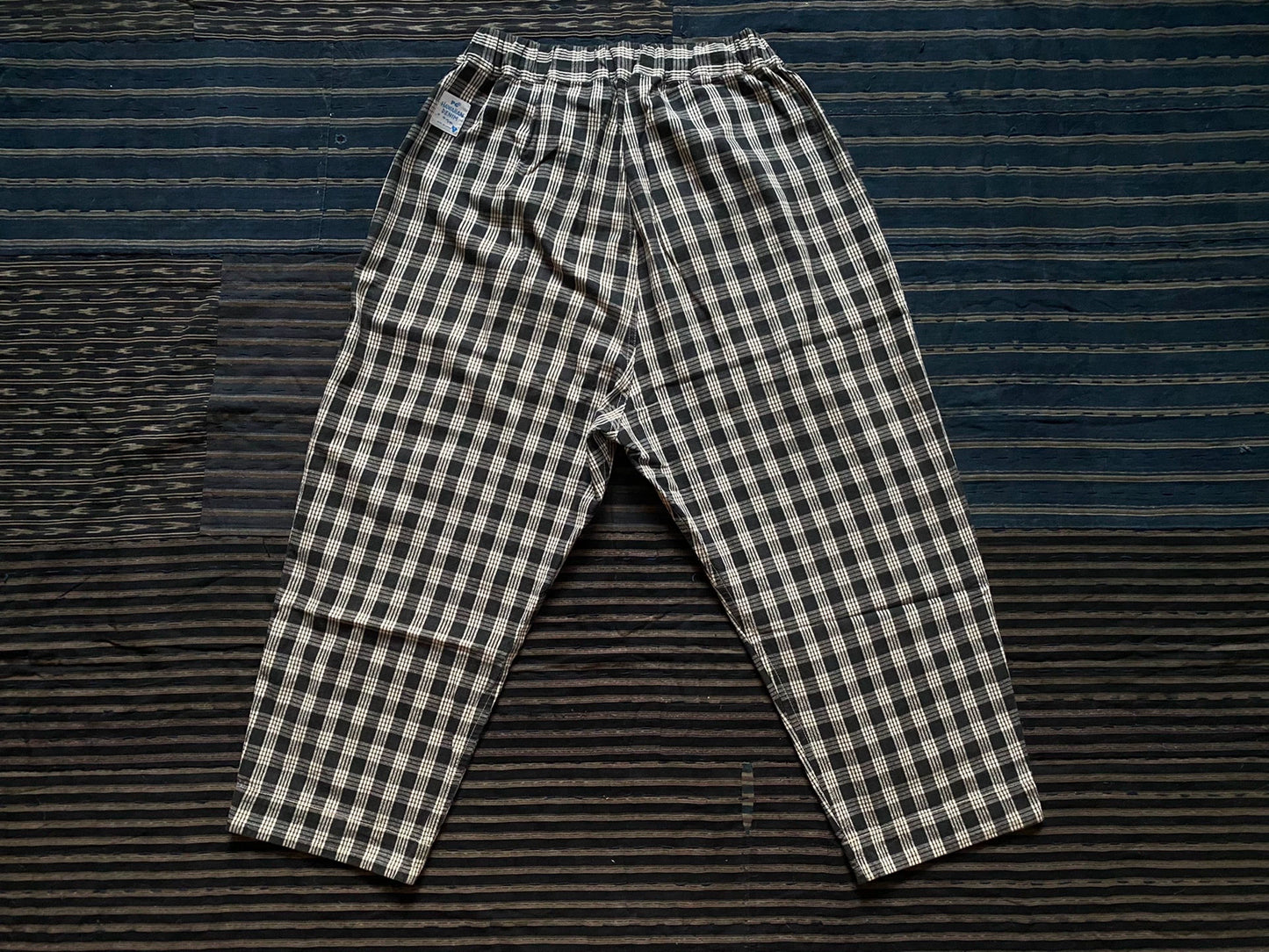 porter classic palaka black check wide pants