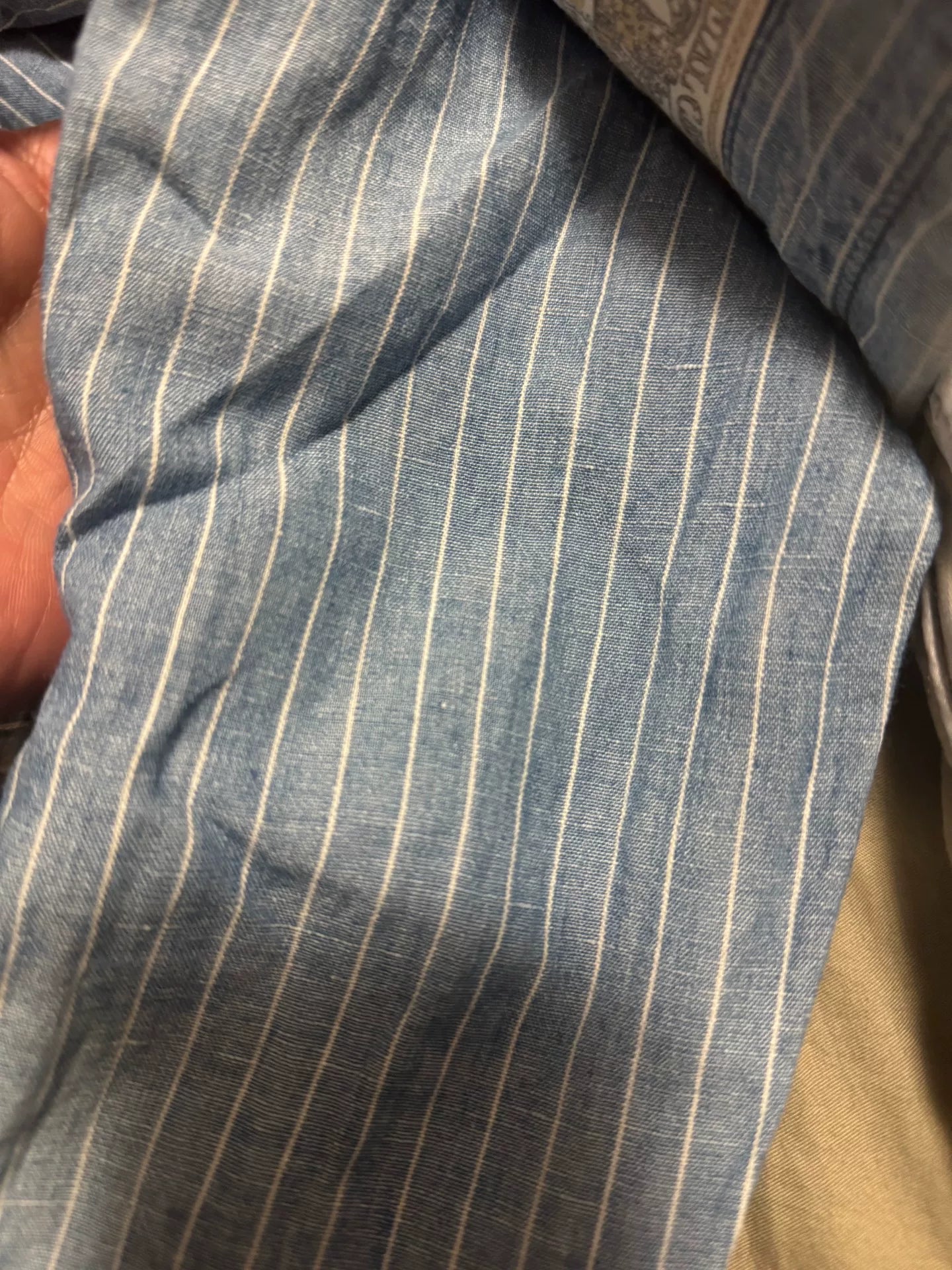 Blue Striped Denim Button-Up Shirt