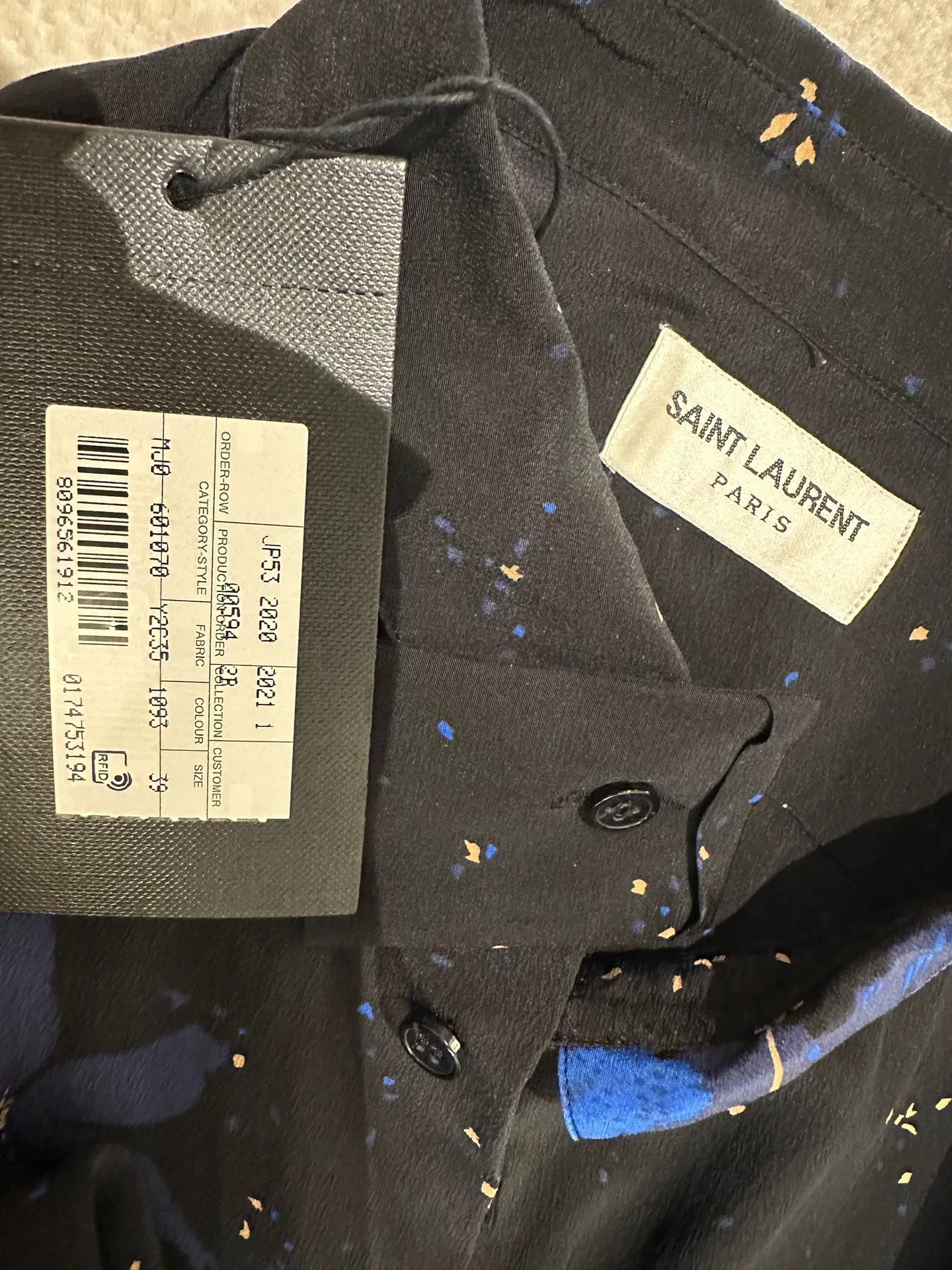 Saint Laurent Black Floral Short-Sleeve Shirt