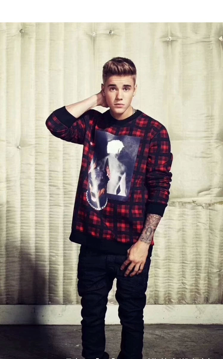 givenchy red plaid dog graphic sweatshirt