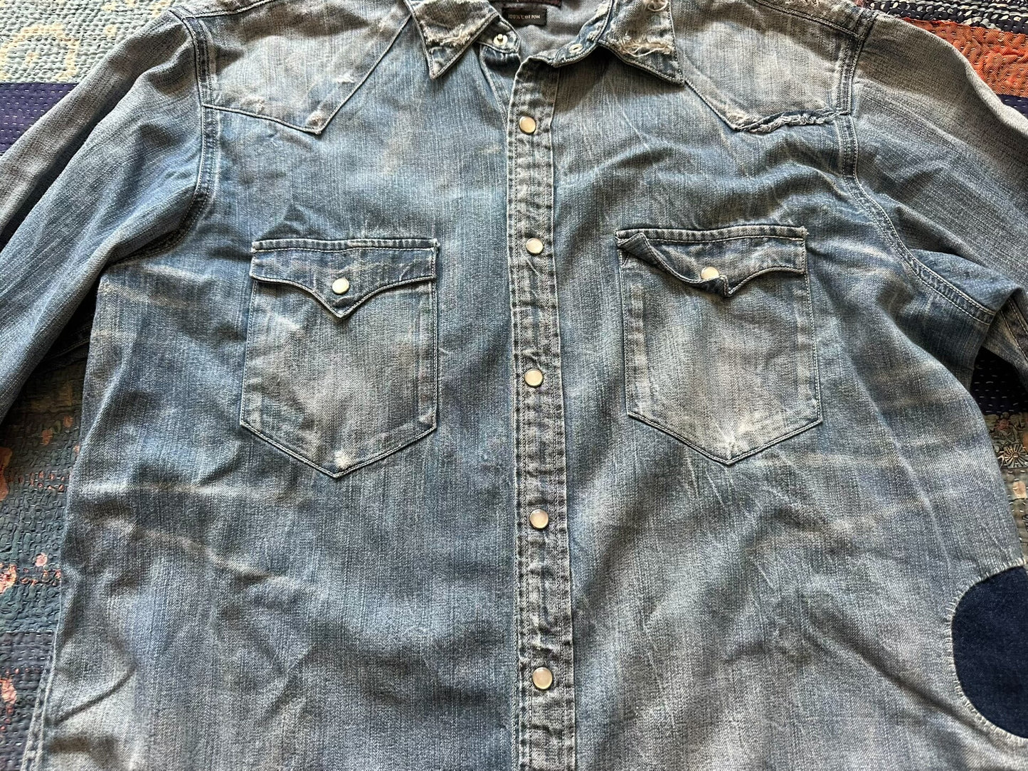 vintage rrl western style patched shirt