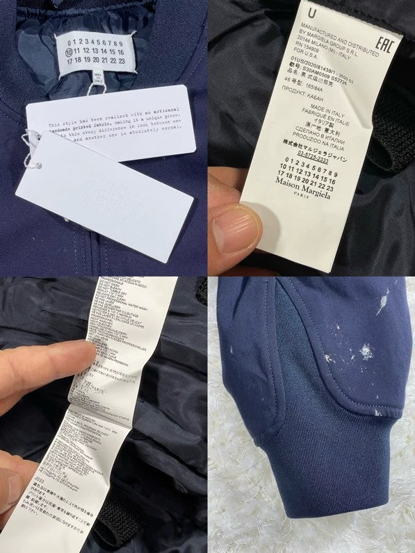 Maison Margiela Navy Paint Spatter Bomber Jacket