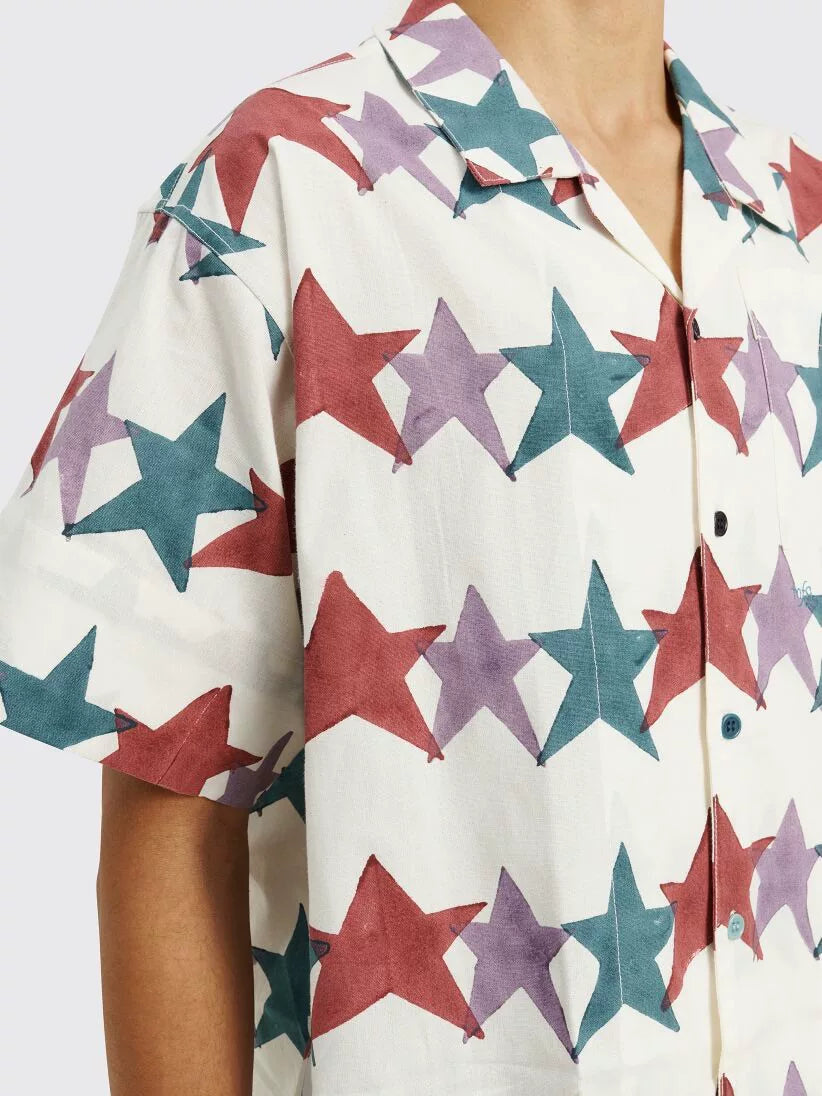 star block print short sleeve shirt