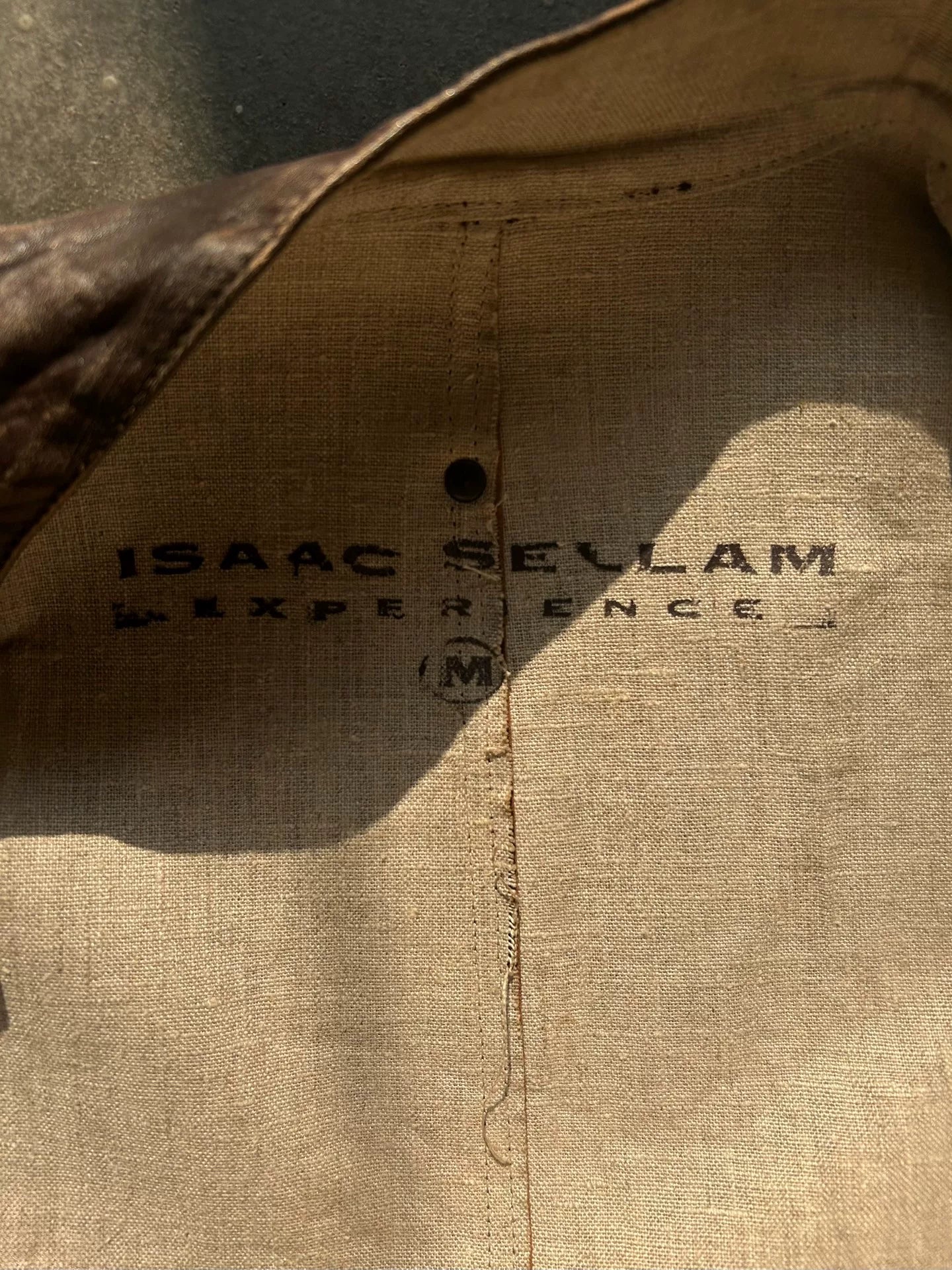 distressed leather jacket with four pockets