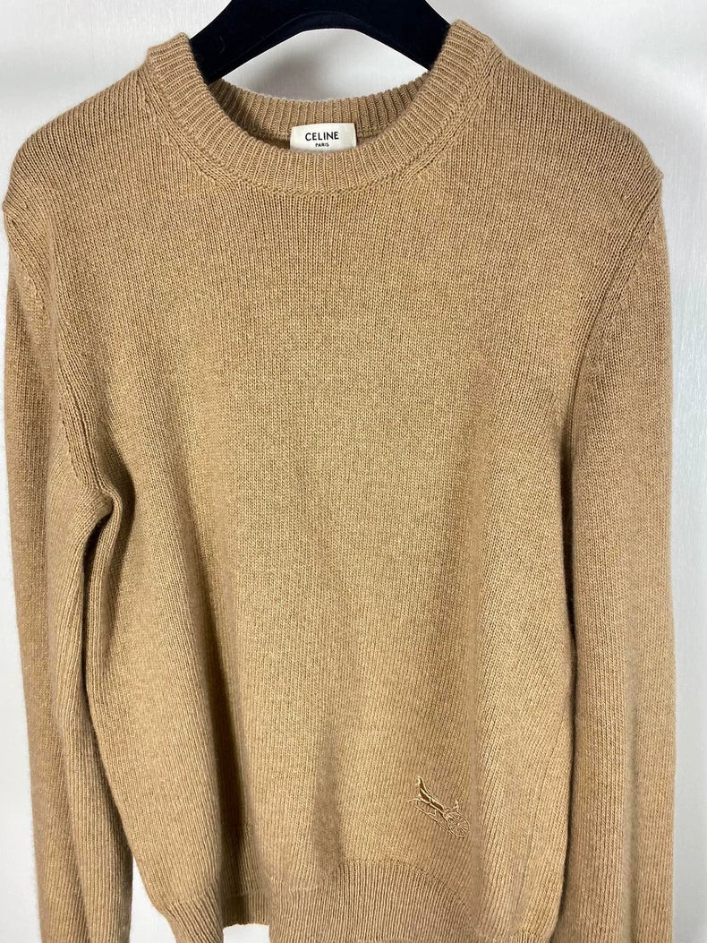 Celine Cashmere Round Neck Embroidered Sweater