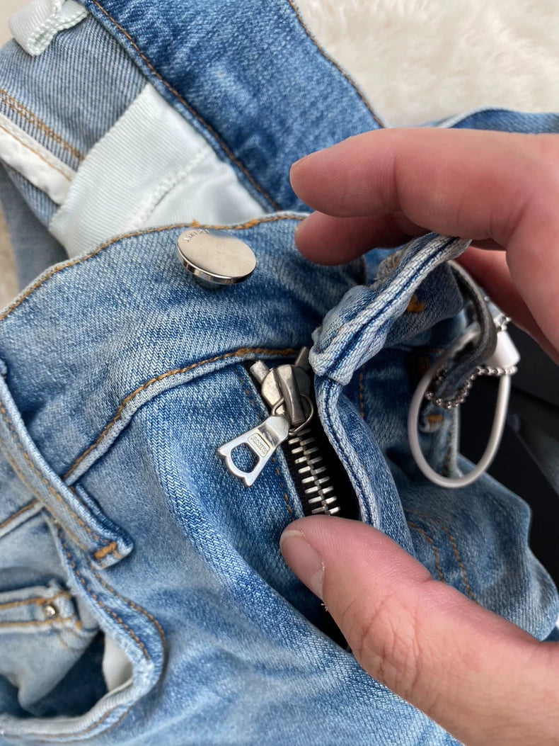 Amiri Distressed Blue Camo Denim Pants