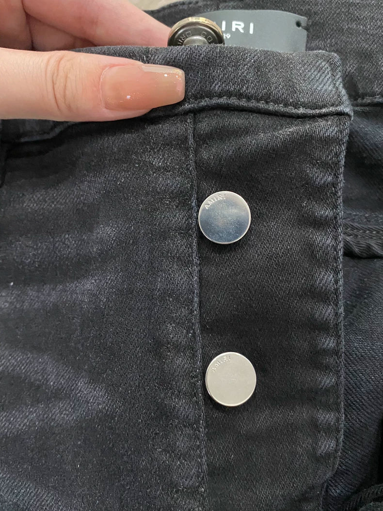 Amiri Black and Red Denim Pants