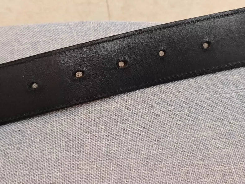 Chrome Hearts Black Leather Belt with Silver Buckle