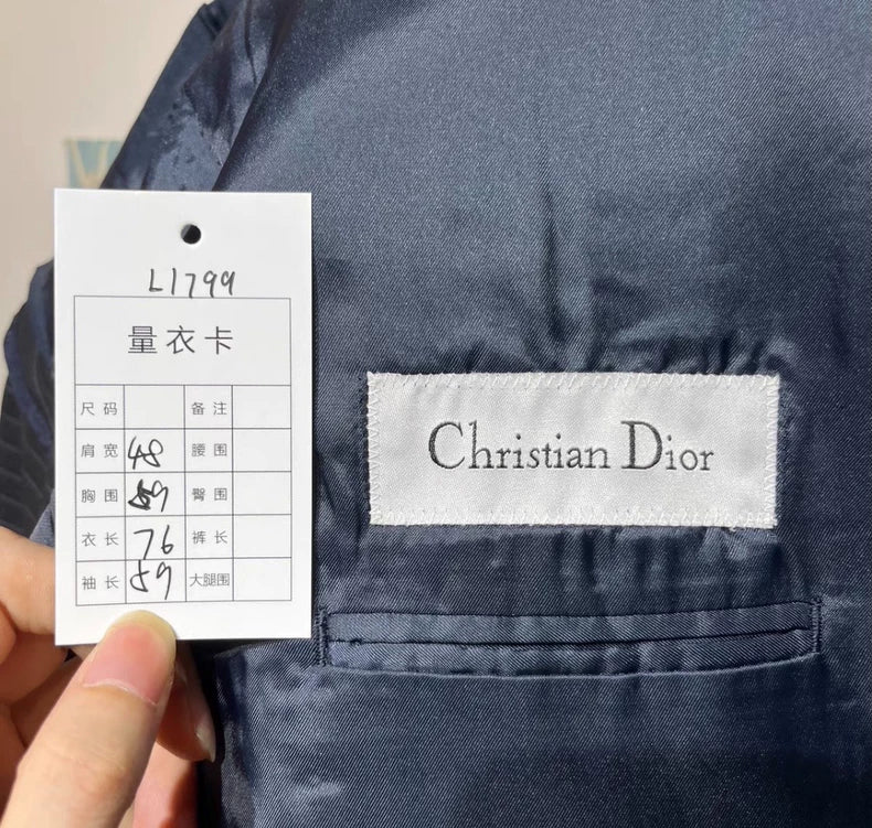 Vintage Dior Black Striped Wool Blazer